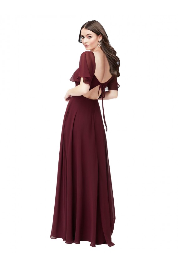 Chiffon Flutter Sleeve Sweetheart Bridesmaid Dress for Sale