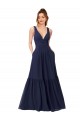 Floor Length Deep V-Neck Ruched Chiffon Long Bridesmaid Dress for Sale
