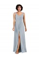 V-Neckline Wrapped Chiffon Bridesmaid Dress with Skirt Slit for Sale