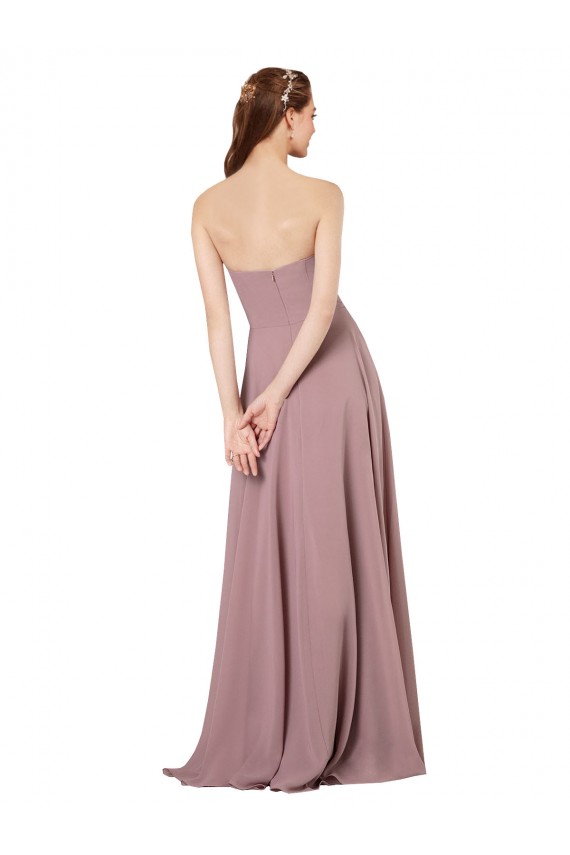 Strapless Chiffon Bridesmaid Dress with Notched Neckline for Sale