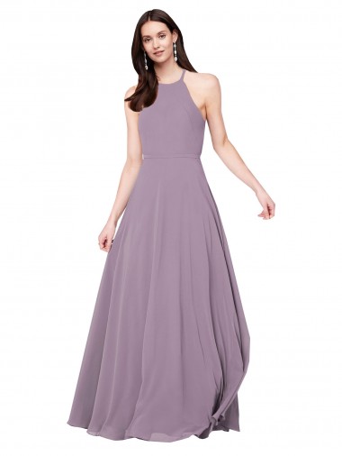 Floor Length Long Chiffon Bridesmaid Dress with Double Bow Feature for Sale