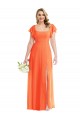 Flutter Sleeves Scoop Open Back Chiffon Maxi Bridesmaid Dress for Sale