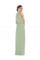 High Neck Scarf Tie Blouson Bodice Maxi Bridesmaid Dress with Front Slit for Sale