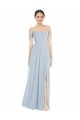Off the Shoulder Basque Neck Maxi Bridesmaid Dress with Flounce Sleeves for Sale