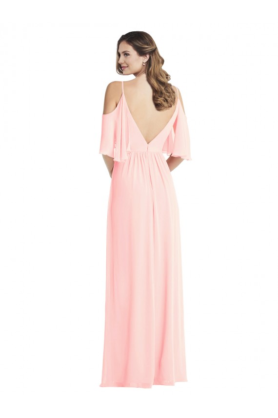 Cold Shoulder Draped Wrap Maxi Bridesmaid Dress for Sale