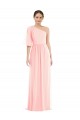 One Shoulder Bell Sleeves Chiffon Maxi Bridesmaid Dress for Sale