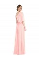 One Shoulder Bell Sleeves Chiffon Maxi Bridesmaid Dress for Sale