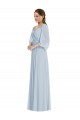Off the Shoulder Puff Sleeve Maxi Formal Bridesmaid Dress with Front Slit for Sale