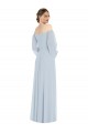 Off the Shoulder Puff Sleeve Maxi Formal Bridesmaid Dress with Front Slit for Sale