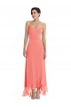 Scoop Neck Ruffle Trimmed High Low Maxi Bridesmaid Dress for Sale
