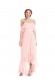 Off the Shoulder Ruffled High Low Maxi Bridesmaid Dress for Sale
