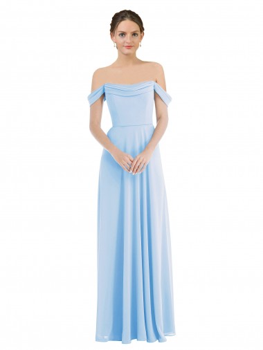 Off the Shoulder Draped Neckline Maxi Formal Bridesmaid Dress for Sale