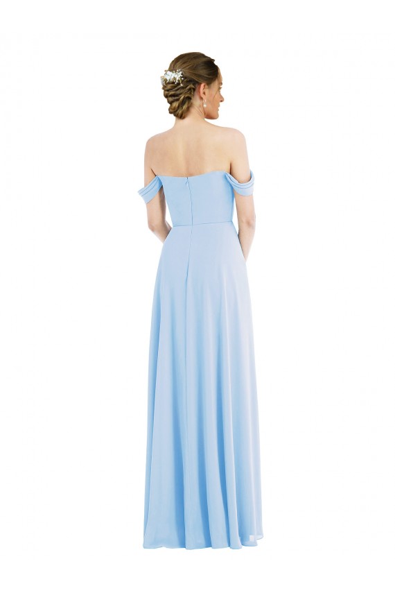 Off the Shoulder Draped Neckline Maxi Formal Bridesmaid Dress for Sale