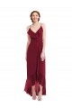 Ruffle Trimmed V-Neck High Low Wrap Chiffon Bridesmaid Dress for Sale