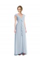 Ruffle Trimmed V Back Chiffon Maxi Bridesmaid Dress for Sale