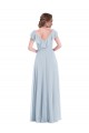 Ruffle Trimmed V Back Chiffon Maxi Bridesmaid Dress for Sale
