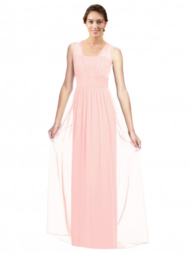 V-Neck Full Length Chiffon Bridesmaid Dress for Sale