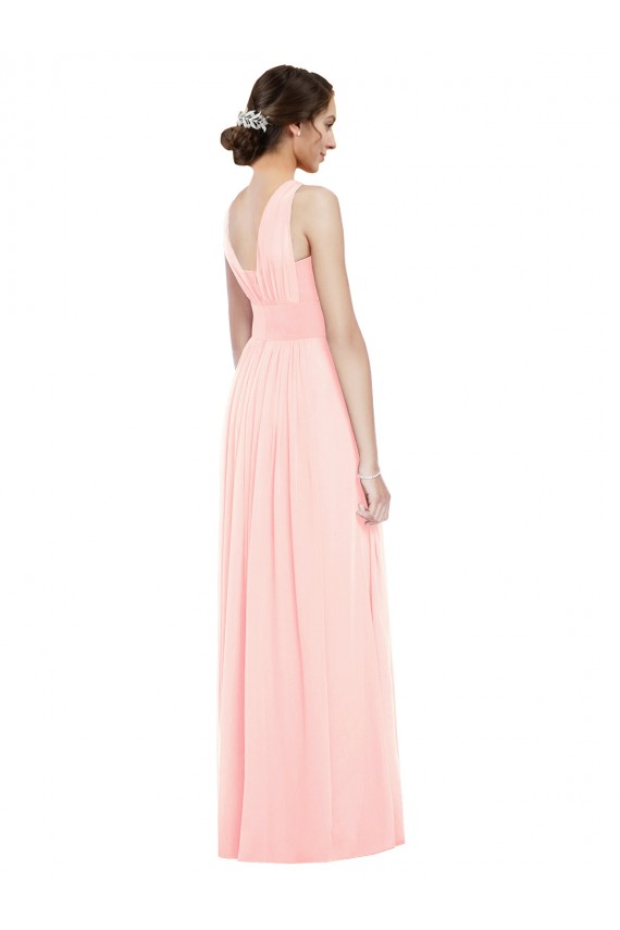 V-Neck Full Length Chiffon Bridesmaid Dress for Sale