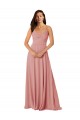 Twist-Knot V-Neck Long Chiffon Bridesmaid Dress with Pockets for Sale