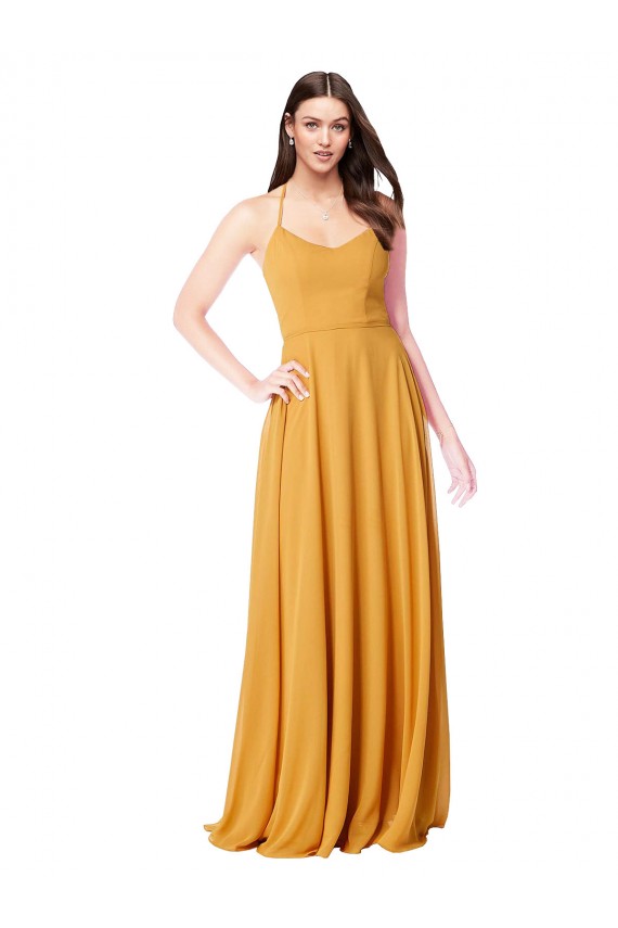 Chiffon A-Line Bridesmaid Dress with Halter Back for Sale