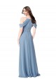 High Neck Chiffon Bridesmaid Dress with Draped Sleeves for Sale
