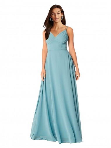 Draped Empire V-Neck Chiffon Bridesmaid Dress for Sale