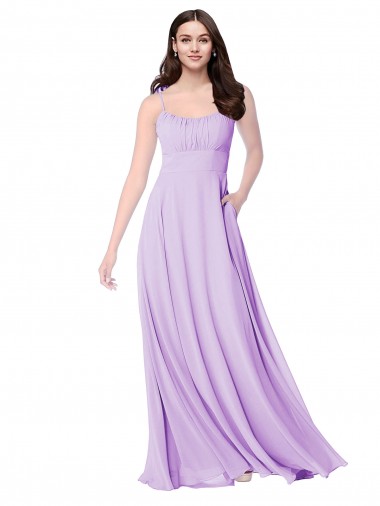 Chiffon A-Line Chiffon Bridesmaids Dress with Ruched Bodice for Sale