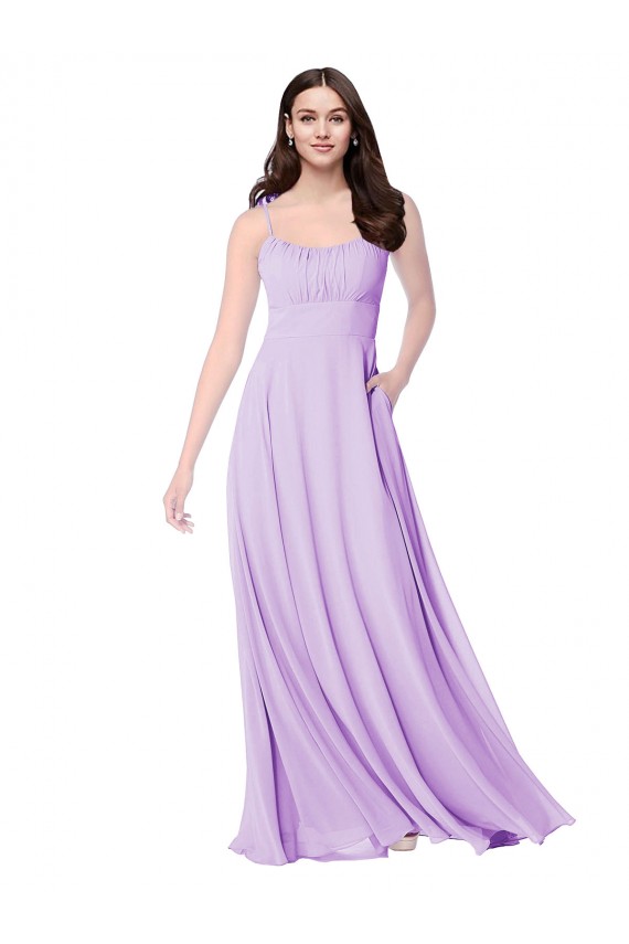 Chiffon A-Line Chiffon Bridesmaids Dress with Ruched Bodice for Sale
