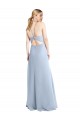 Halter Neck Long Chiffon Bridesmaid Dress with Strappy Back and Daring Side Slit for Sale