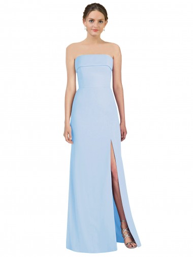 Strapless Trumpet Chiffon Formal Bridesmaid Dress with Thigh high Slit for Sale