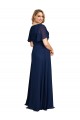 Chiffon V-Neck Short Sleeves Long Formal Bridesmaid Dress / Prom Dress with High Slit for Sale
