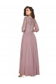 Hand-Beaded Bodice V-Neckline Long Sleeves Chiffon Bridesmaid Dress / Prom Dress for Sale
