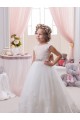 Ivory Ball Gown Bateau Neck Chapel Train V-Back Flower Girl Dress for Sale