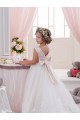 Ivory Ball Gown Bateau Neck Chapel Train V-Back Flower Girl Dress for Sale