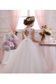 Ivory Ball Gown High Neck Floor Length Sleeveless Flower Girl Dress for Sale
