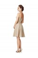 Short Classic Beaded Lace and Satin Bridesmaid Dress with Matching Satin Tie Sash for Sale
