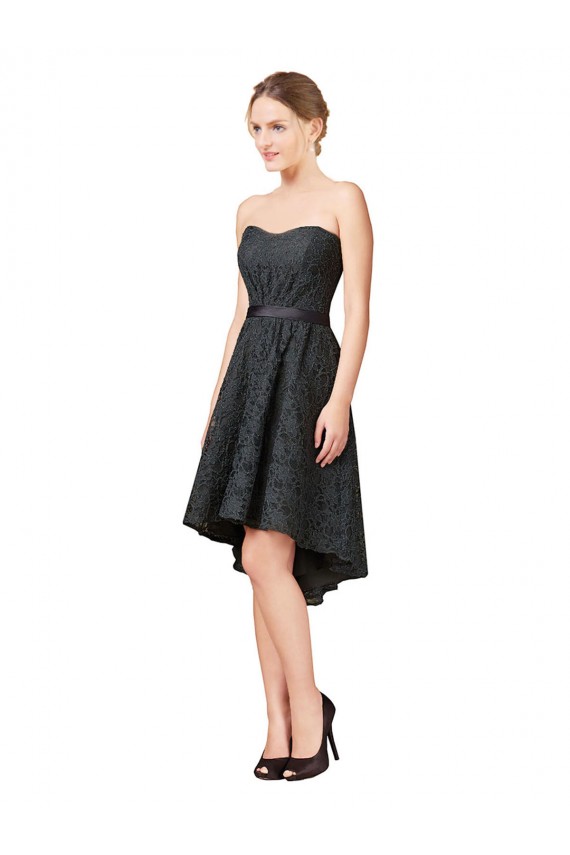 Lace Cocktail Bridesmaid Dress with Hi-Low Hemline for Sale