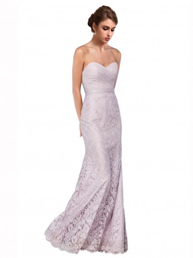 Floor Length Fitted Sweetheart Lace Bridesmaid Dress / Prom Dress for Sale