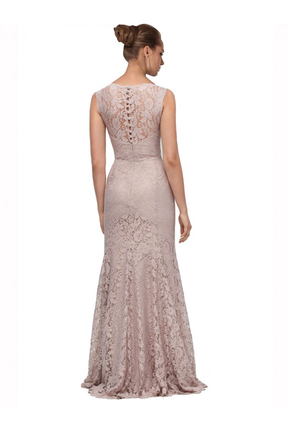 Long Sleeveless All Lace Bridesmaid Dress / Prom Dress with Scoop Neckline for Sale