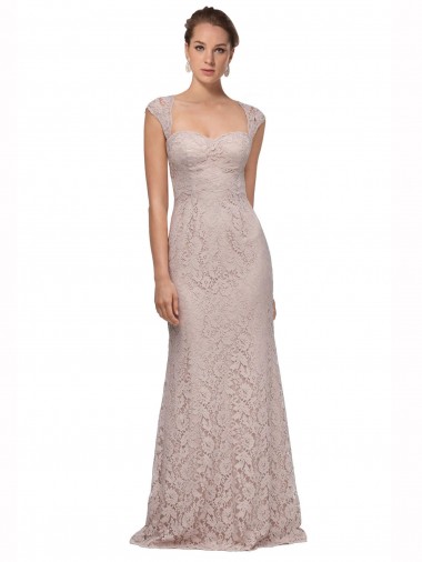 Sweetheart Neckline Cap Sleeves Lace Bridesmaid Dress / Prom Dress with Twist for Sale