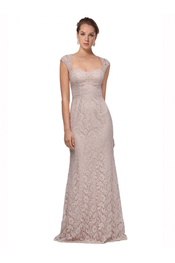 Sweetheart Neckline Cap Sleeves Lace Bridesmaid Dress / Prom Dress with Twist for Sale