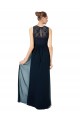 Long Chiffon Bridesmaid Dress with Lace Sleeveless Bodice and Keyhole Back for Sale