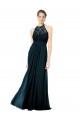 Lace Halter Bodice Long Chiffon Bridesmaid Dress for Sale