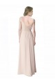 Long Chiffon Bridesmaid Dress with Corded Lace V-Neck Bodice for Sale