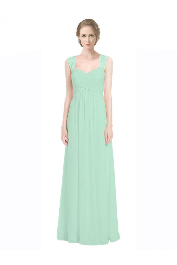 Sweetheart Chiffon Bridesmaid Dress with Lace Straps and Keyhole Back for Sale