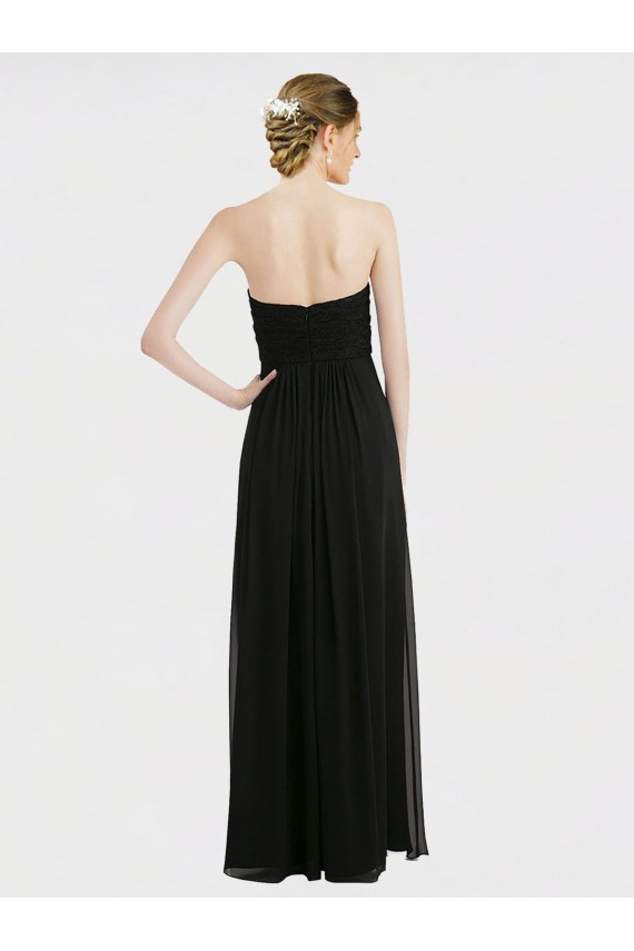Long Strapless Lace Bodice Bridesmaid Dress with Sweetheart Neckline and Criss-Cross Pleats for Sale