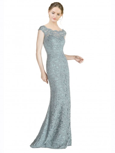 Off the Shoulder Mermaid Lace Bridesmaid Dress / Prom Dress with Cap Sleeves for Sale