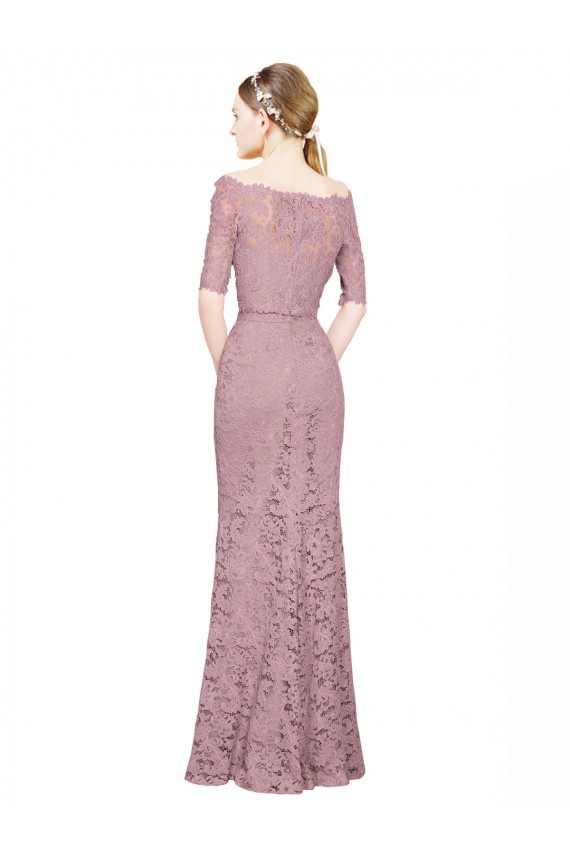 Short Sleeves Crop Top Mermaid Lace Bridesmaid Dress / Prom Dress for Sale
