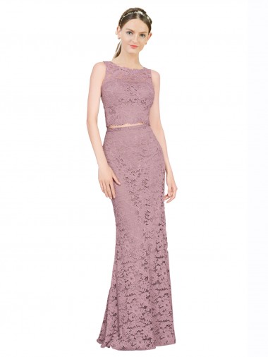 Sleeveless Crop Top High Neck Mermaid Lace Bridesmaid Dress / Prom Dress for Sale