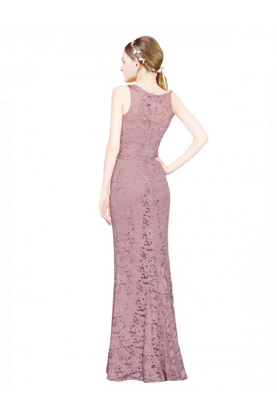 Sleeveless Crop Top High Neck Mermaid Lace Bridesmaid Dress / Prom Dress for Sale
